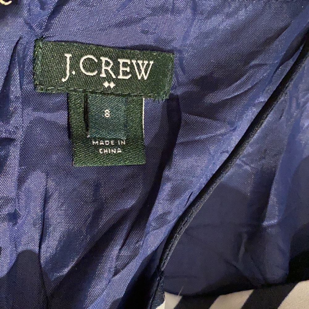J. Crew Blouson Mini Dress in navy blue and white stripes straps 8 - Picture 15 of 16